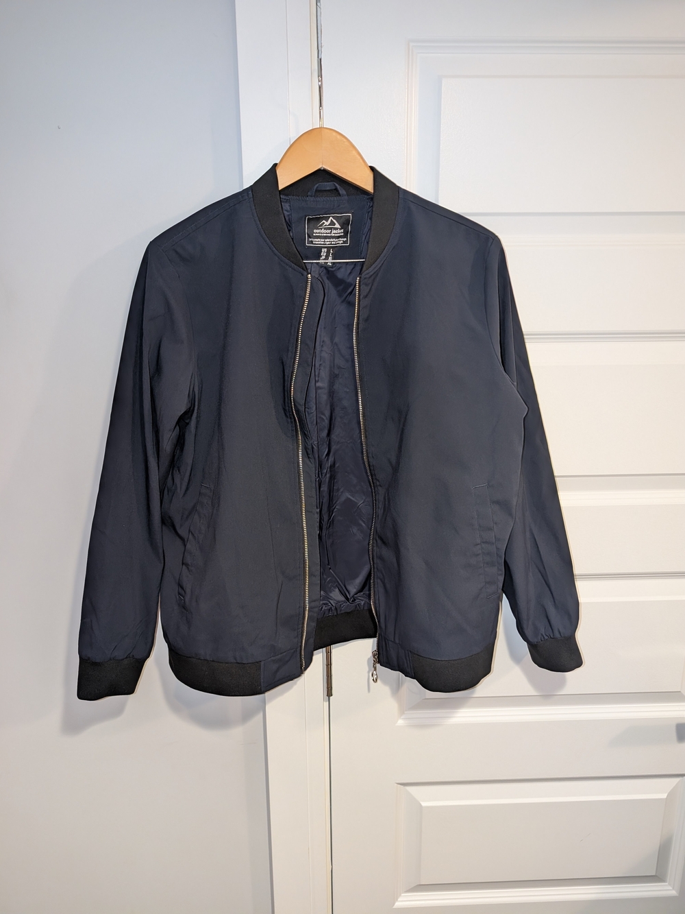 Men's Dark Navy Bomber Jacket with Ribbed Trim